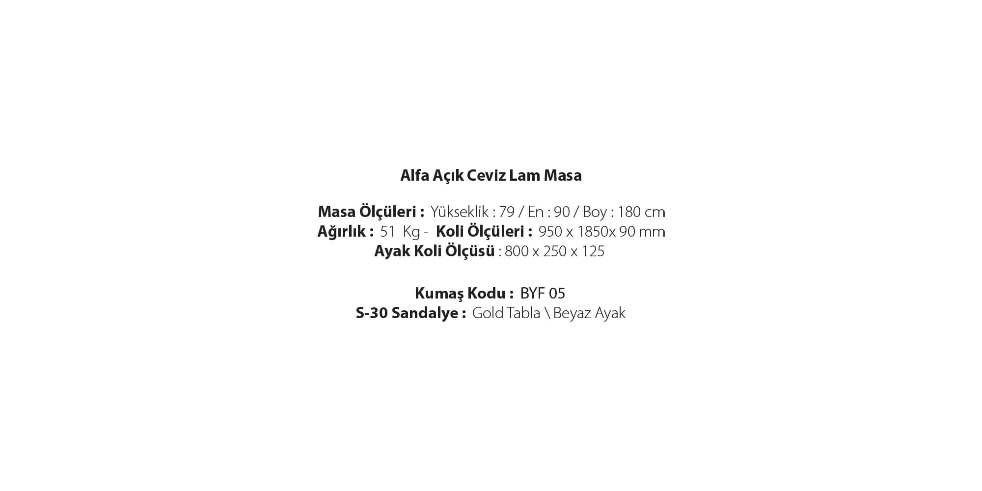 Alfa(Açık Ceviz Lam Masa)